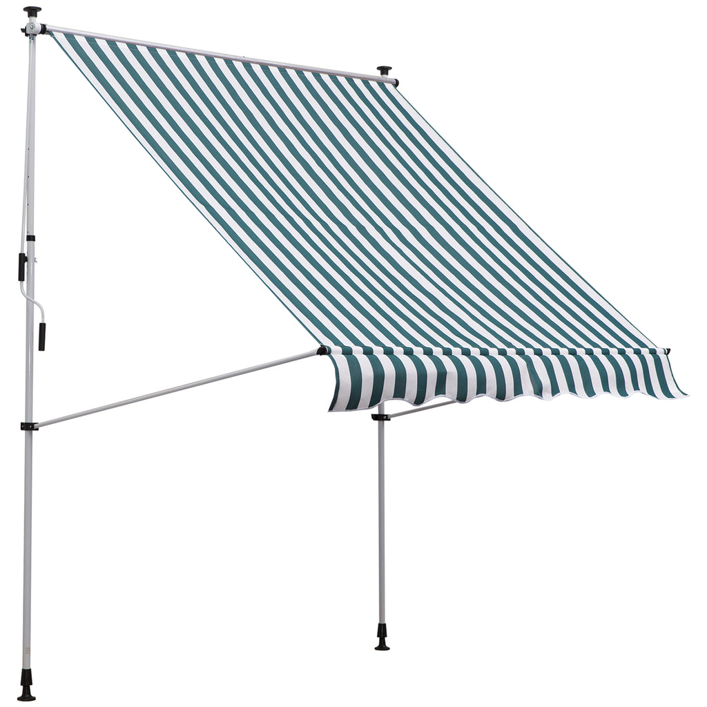 Klemmmarkise mit Handkurbel höhenverstellbar Gelenkarmmarkise schmutzabweisend, witterungsbeständig Balkonmarkise 150cm breit Terrassenmarkise für Terrasse Balkon Veranda Grün
