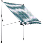 Klemmmarkise mit Handkurbel höhenverstellbar Gelenkarmmarkise schmutzabweisend, witterungsbeständig Balkonmarkise 150cm breit Terrassenmarkise für Terrasse Balkon Veranda Grün