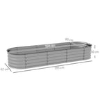 Hochbeet Pflanzenbeet, modulares Hochbett, gesch¨¹tzte Kanten, Design ohne Boden, 195 x 62 x 30 cm, Silber