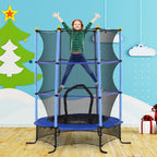 Trampolin f¨¹r Kinder, ?163 cm, mit Sicherheitsnetz, In- und Outdoor, Belastung bis 50 kg, Stahl, Kunststoff, Blau