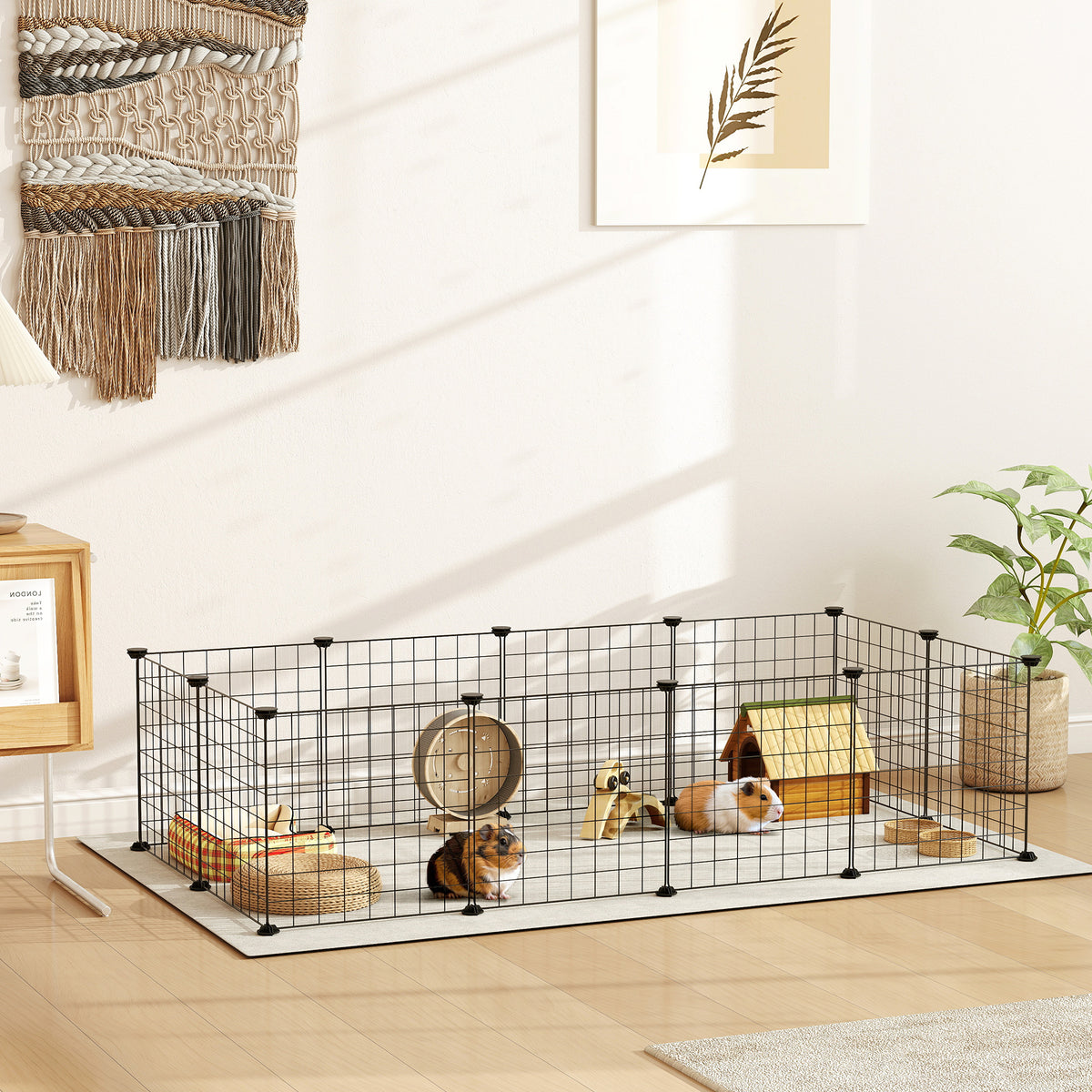 DIY Pet Playpen Metal Wire Fence 12 Panel Enclosure Indoor Outdoor Guinea Pig Bunny Small Animals Cage Black