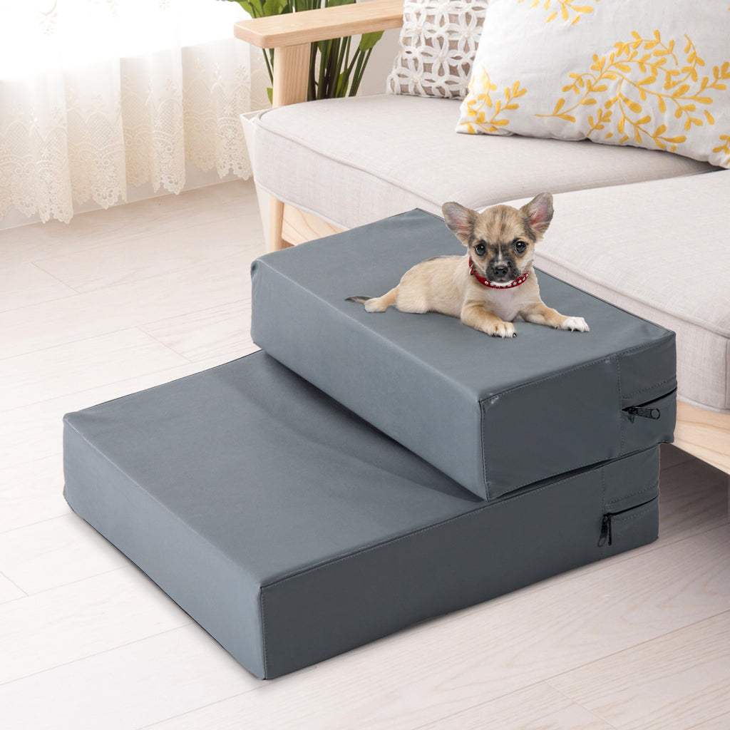 Hundetreppe klappbar Katzentreppe Einstiegshilfe 20 cm Hoch 2 Stufen für Bett, Sofa, Couch und Auto Grau