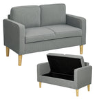 Zweisitzer-Sofa mit Stauraum und soliden Holzbeinen, f¨¹r Wohnzimmer, Schlafzimmer, 117 x 63 x 79 cm, Hellgrau