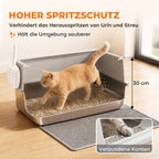 Katzentoilette XL Edelstahl mit Deckel, hohe Seitenwände Hellgrau