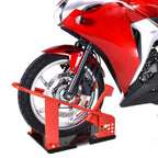 Motorradständer für 80-155 mm Vorderrad, einstellbare Motorradwippe mit 12 verstellbaren vorgebohrten Löchern bis 450 kg