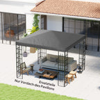3 x 3 m Ersatzplane für Pavillon, Plane für Garten-Pavillon, mit Wasserablauföffnungen, UPF30+, Dunkelgrau