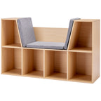 2-in-1 Kinderregal Regal + Sitzbank inkl. Polster 103 cm × 30 cm × 62 cm Weiß + Grau