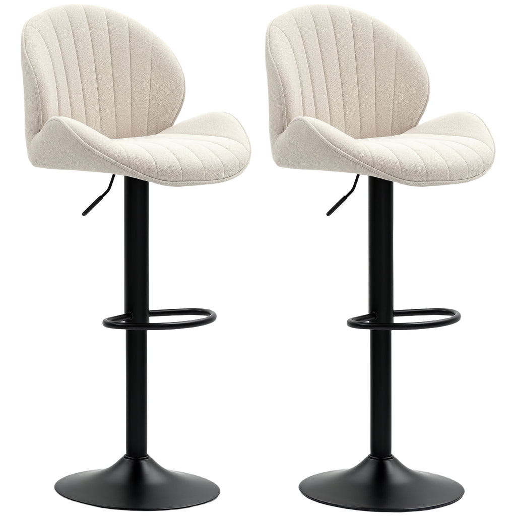 2er-Set Barhocker, Stoffbezug, verstellbare Sitzhöhe, drehbar, Stahlrahmen, Beige
