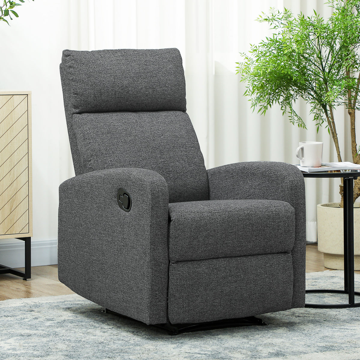 Relaxsessel, verstellbarer Liegesessel mit anpassbarer Beinst¨¹tze, Moderner Wohnzimmersessel mit Stoffbezug, Grau