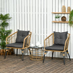 3-teiliges Bistro-Set, wetterbeständig, 1 Beistelltisch, 2 Stühle, 62 cm x 65 cm x 78 cm, Sand+Dunkelgrau