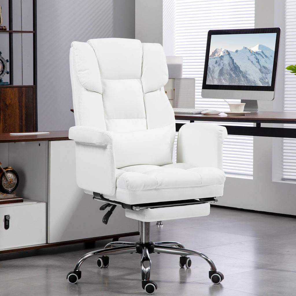 Ergonomischer B¨¹rostuhl, h?henverstellbar 48-56 cm, neigbare R¨¹ckenlehne, Fu?st¨¹tze, Wei?