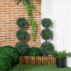 Set of 2 Artificial Plants, Lavender Flowers Ball Trees with Pot, for Home Indoor Outdoor Decor, 110cm