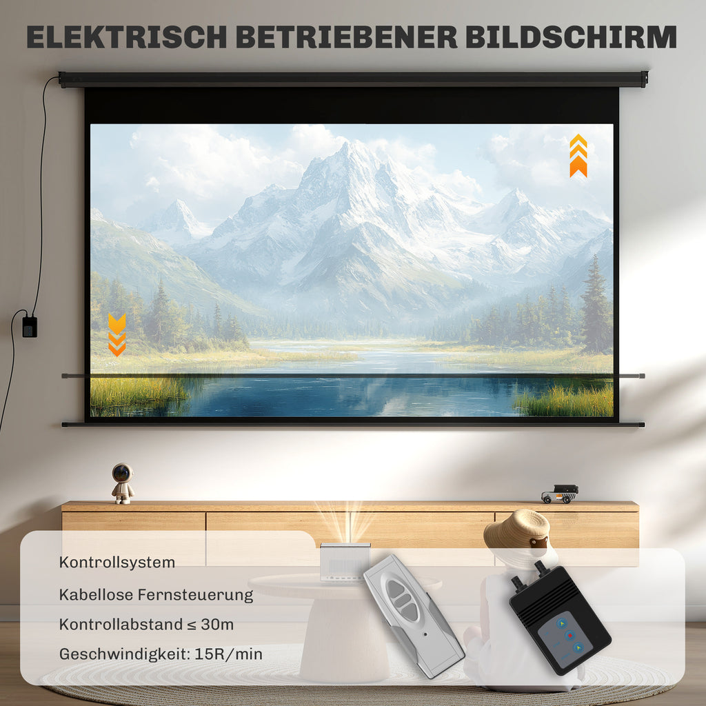 Beamer-Leinwand Elektrisch 266 x 149 cm 16:9, Metall Schwarz