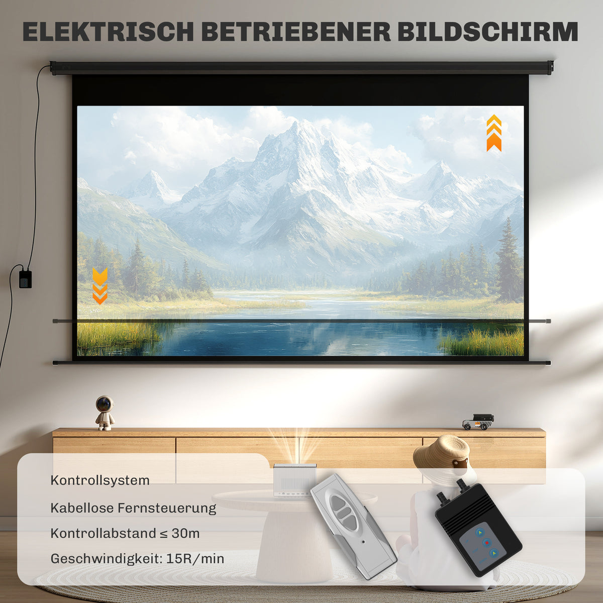 Beamer-Leinwand Elektrisch 266 x 149 cm 16:9, Metall Schwarz