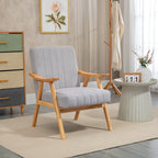 Sessel im Skandi-Design, Samtoptik, Massivholz; 68 cm x 74 cm x 82 cm, Natur + Grau