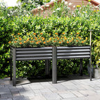 Hochbeet aus Metall extra großer Pflanzkasten mit Verstärkungsstreben Vliesstoff, 180 x 55 x 80 cm Dunkelgrau