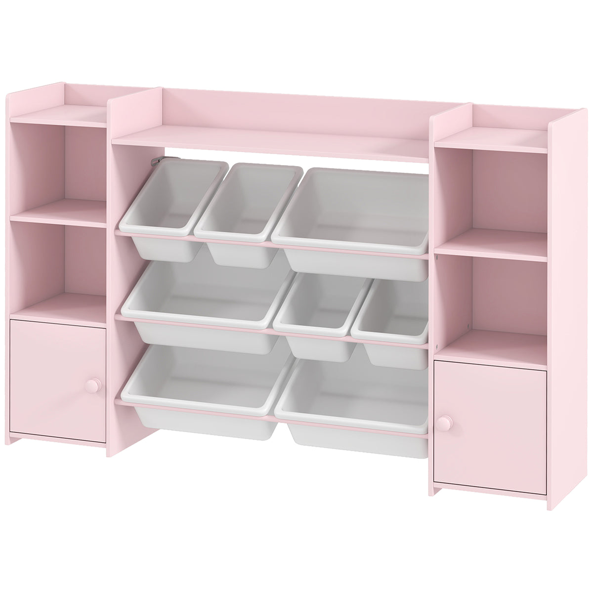 Kinder-Aufbewahrungsregal, Regal für Spielzeug und Bücher, zum übersichtlichen Aufräumen, 8 herausnehmbare Boxen, Rosa