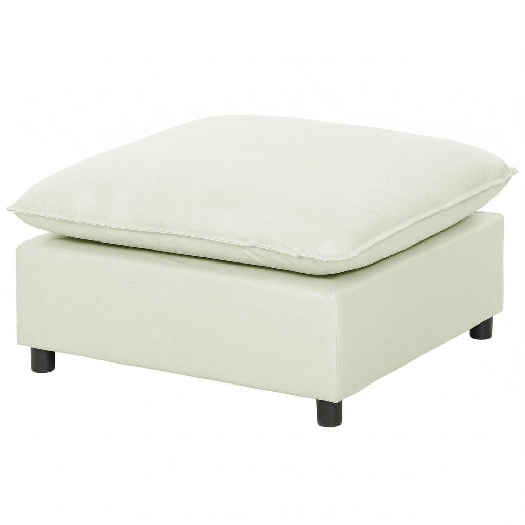 Fußhocker moderner Stoff-Ottomane mit Kunststoffbeinen für Wohnzimmer und Schlafzimmer, 75 cm, Cremeweiß