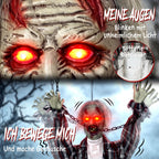 110cm Screaming Animated Hanging Halloween Decoration, Sound Touch Activated Zombie Decor with Glowing Red Eyes