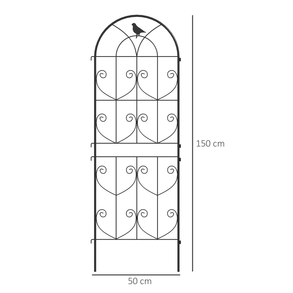 Set of 2 Garden Trellis, Metal Fence Panels for Climbing Outdoor Plants, Flowers, 150 x 50cm