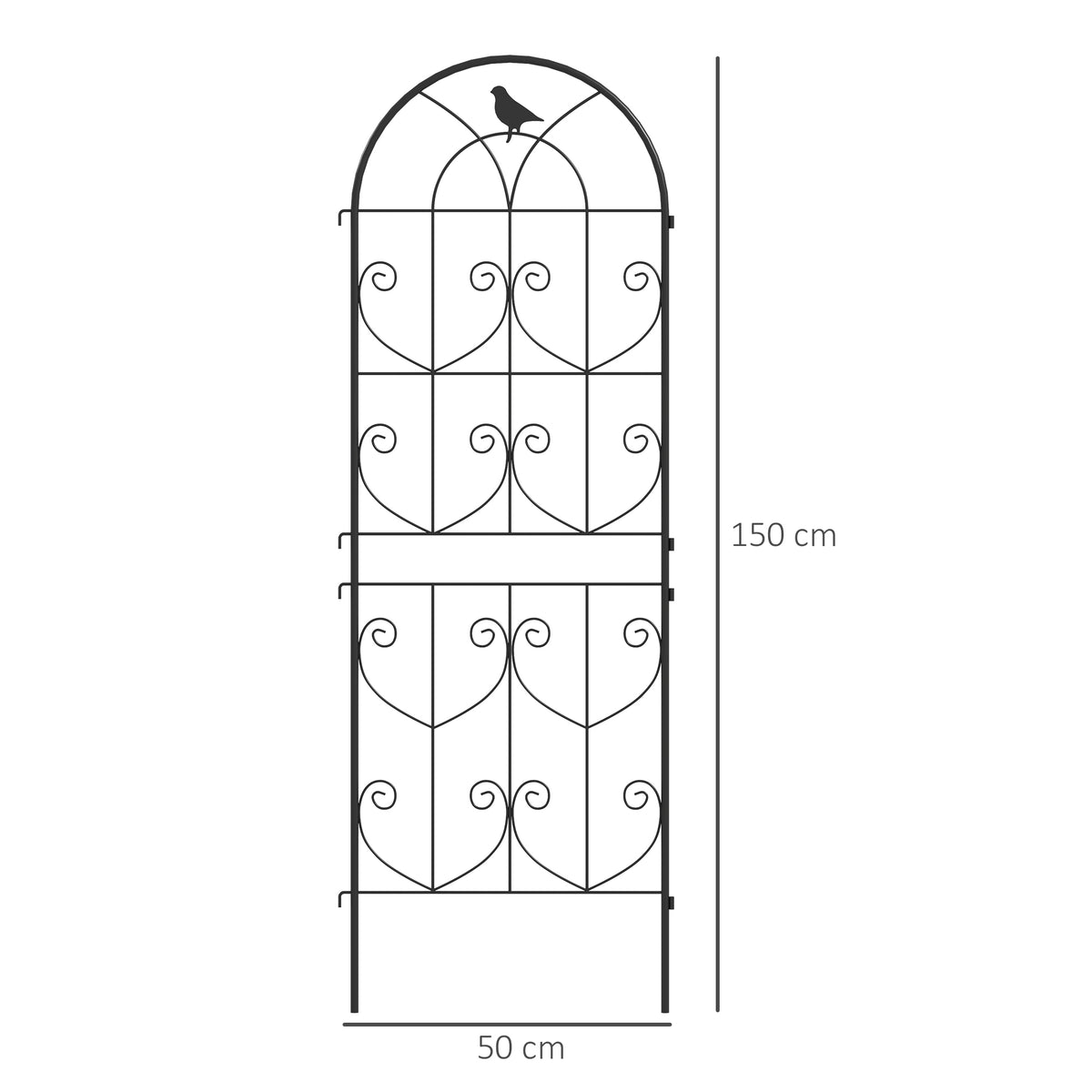 Set of 2 Garden Trellis, Metal Fence Panels for Climbing Outdoor Plants, Flowers, 150 x 50cm