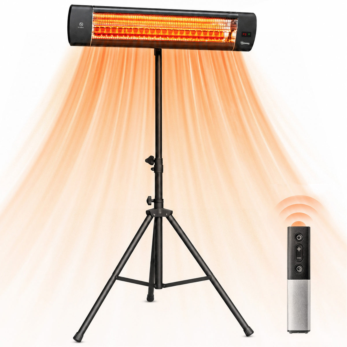 Infrarot Heizstrahler 2500W Terrassenstrahler mit Touch & Fernbedienung 3 Heizstufen höhenverstellbarem Standfuß