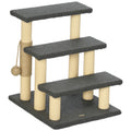 48cm Three-Step Cat Tree, with Toy Ball, Jute Scratching Post - Grey