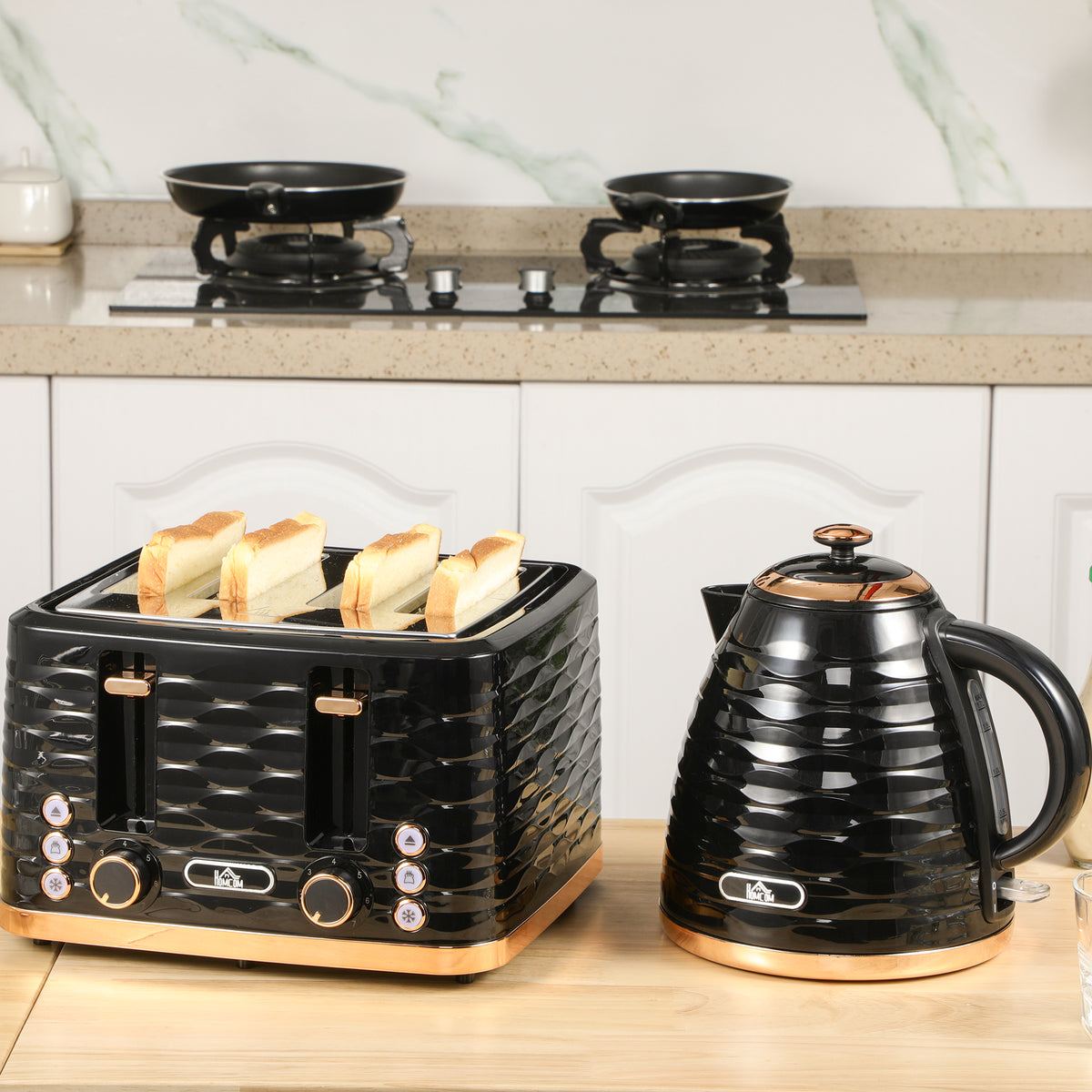 2-in-1 Toaster und Wasserkocher Set, 7 Br?unungsstufen, Auftau- und Aufw?rmfunktion, Grau