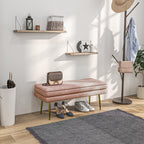 Sitzbank Polsterbank, mit Stauraum, Stahl, 100 x 37,5 x 42 cm, Rosa