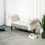 Polsterbank, Sitzbank, Vintage-Design, bis 150 kg, 117x40x58 cm, Beige