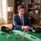 500-Piece Poker Chips Set with Card Shuffler, Card Shoe, Case, Casino Texas Holdem Poker Set with Mat, Silver Tone
