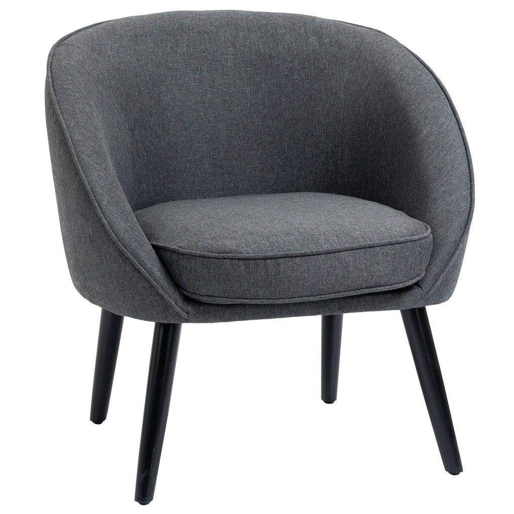 Sessel Wohnzimmer Cocktailsessel Polstert Loungesessel Relaxsessel mit Leinen-Optik Holzbeine Lesesessel, Polstersessel für Schlafzimmer Grau