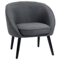 Sessel Wohnzimmer Cocktailsessel Polstert Loungesessel Relaxsessel mit Leinen-Optik Holzbeine Lesesessel, Polstersessel für Schlafzimmer Grau