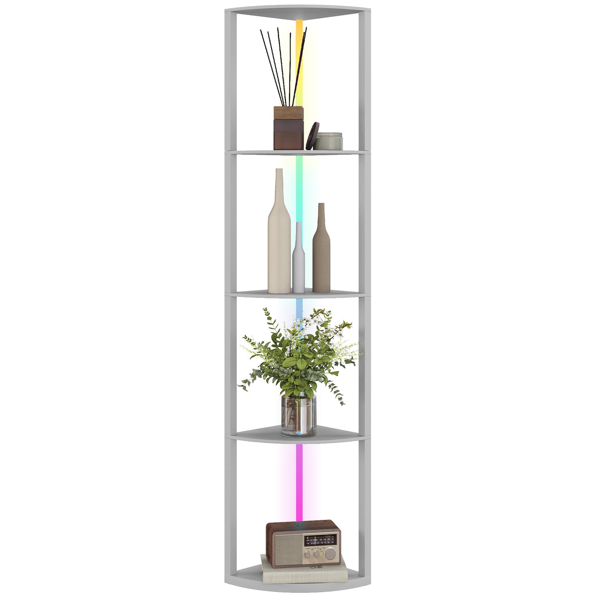 LED Stehlampe 5-stufige dimmbar Stehleuchte mit Regal, RGB Farbwechsel, Fernbedienung