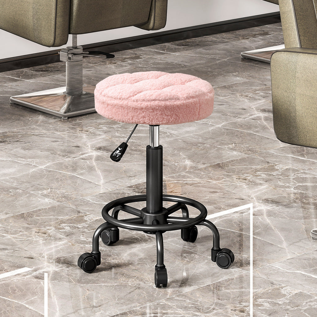Rollhocker höhenverstellbar Drehhocker 55-66 cm Arbeitshocker 360° drehbar Ø50 x 50-66 cm Rosa