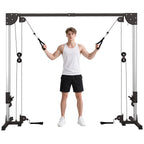 Multi Home Gyms with Cable Pulley System, Cable Crossover Machine with 4 Handles for Full Body Strength Training, Power Rack for Home Workout, Black