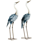 Gartenfigur Kraniche, 2-er Set, rostfrei, wetterfest, farbbest?ndig, Stahl, 26 x 15 x 74 cm, Blau/Wei?/Grau