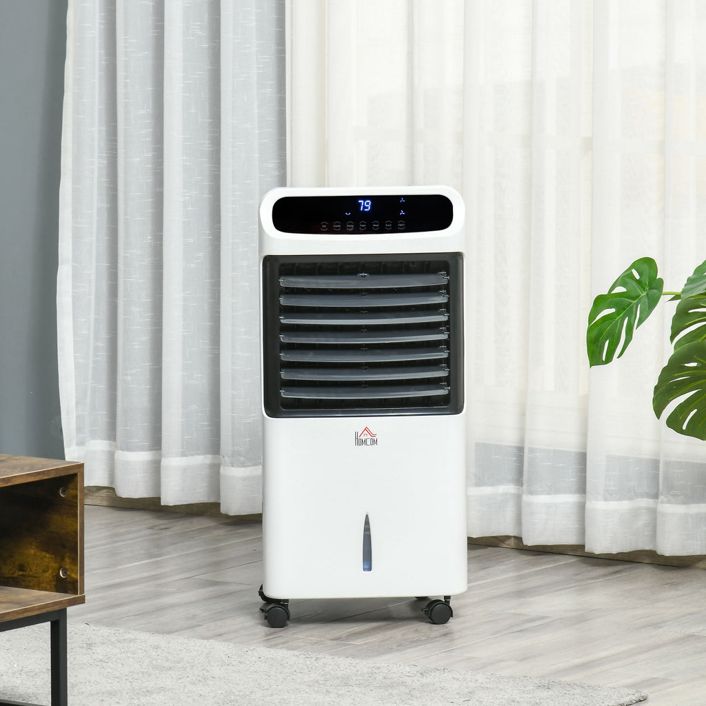 Luftkühler mit Wasserkühlung Fernbedienung 3 Modi, 3 Geschwindigkeiten, 12 Std-Timer, LED-Anzeige, 38x35x81 cm Weiß