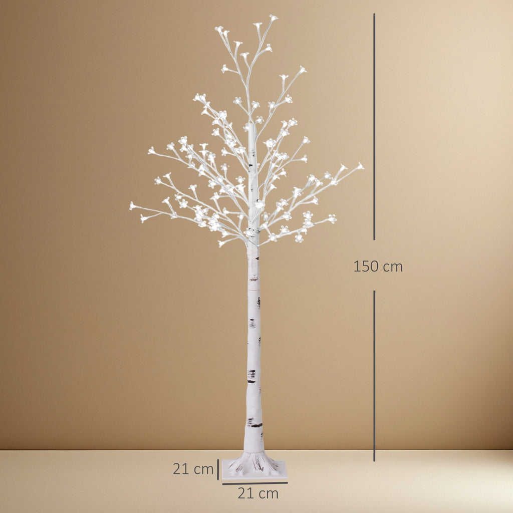 Kunstbaum, Kunst Kirschblütenbaum, mit 120 LEDs, 3 Helligkeitsstufen, warmweiß, realistische Rinde, 21 x 21 x 150 cm