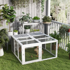 Rabbit Hutch with Openable Foldable Roof, Light Grey