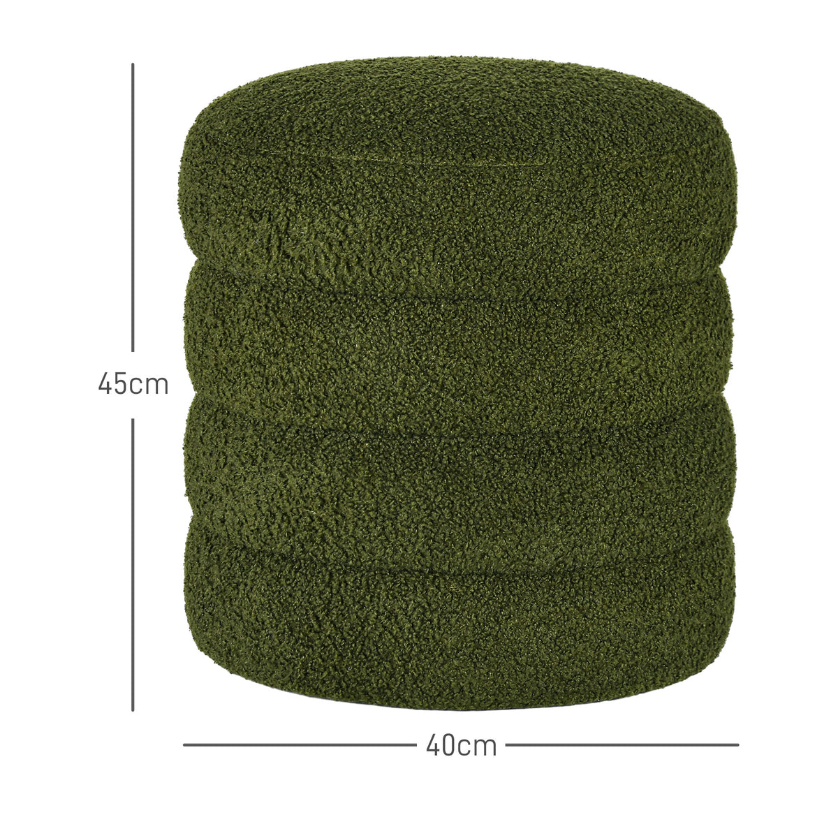 Hocker, rund, Teddyfleece, bis 120kg, ¦µ40x45H cm, Gr¨¹n