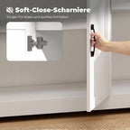 Sideboard Küchenschrank mit Soft-Close-Türen, 2 Schubladen, Weiß
