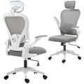 Bürostuhl Ergonomischer Schreibtischstuhl mit Hochklappbaren Armlehnen, Verstellbarer Lendenwirbelstütze Grau