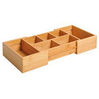  Extendable Drawer Organiser Tray Drawer Inserts Storage Holder Dividers 24.6-41cm, Natural bamboo Colour