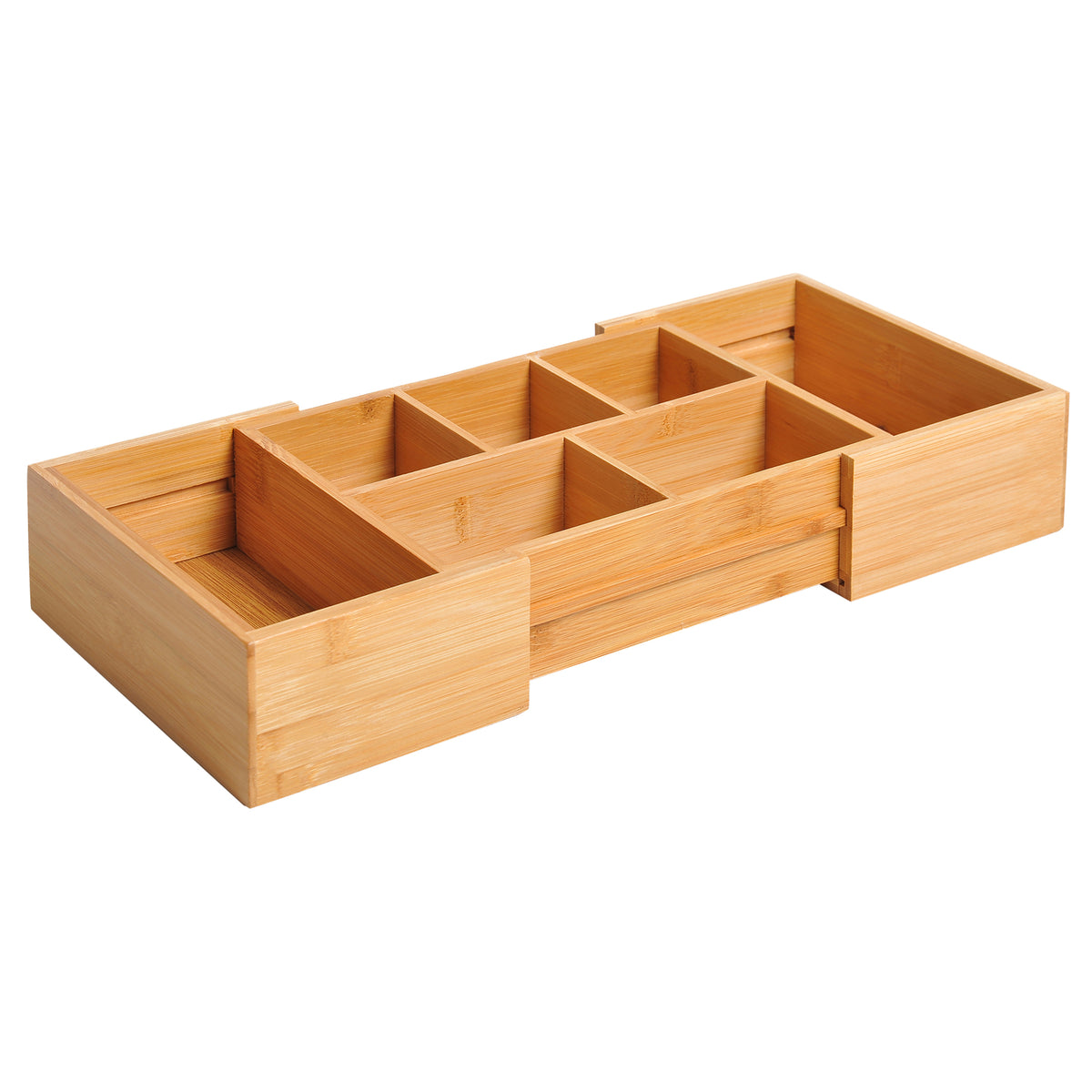  Extendable Drawer Organiser Tray Drawer Inserts Storage Holder Dividers 24.6-41cm, Natural bamboo Colour