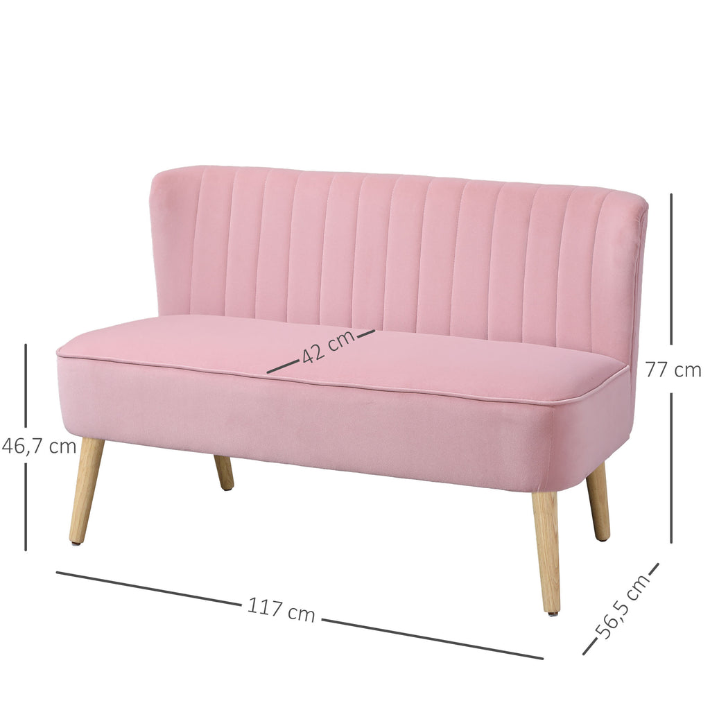 Sofa 2-Sitzer Stoffsofa Couch Polstersofa Loungesofa breit Rosa