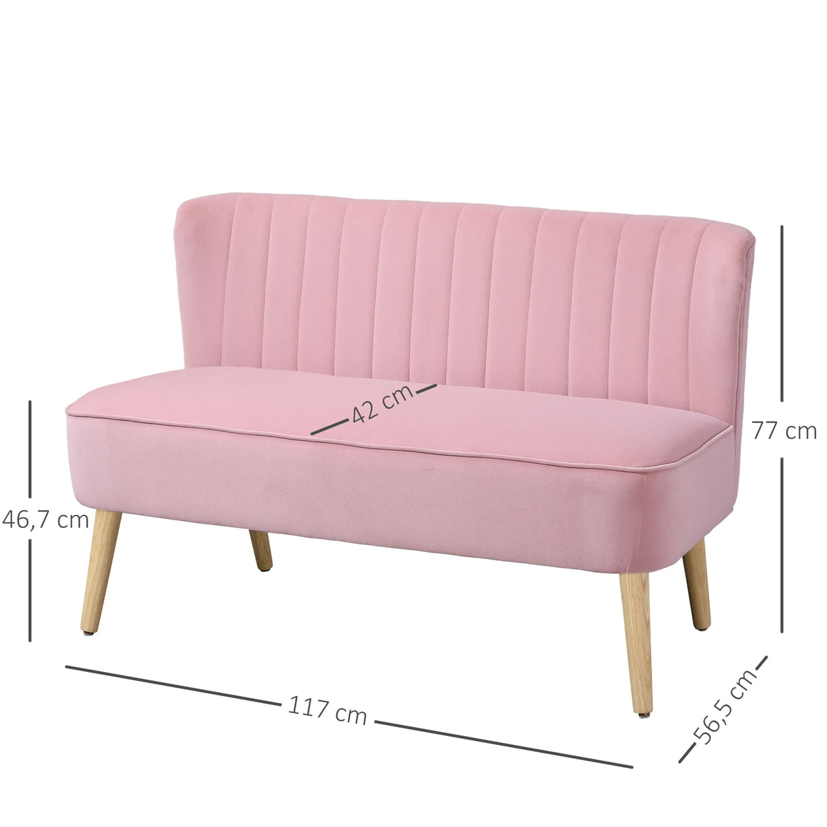 Sofa 2-Sitzer Stoffsofa Couch Polstersofa Loungesofa breit Rosa