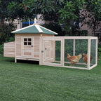  Chicken Coop Small Animal Pet Cage w/ Nesting Box Outdoor Run Backyard Wooden