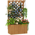 Hochbeet Pflanzkasten mit Rankgitter, Spalier Pflanzk¨¹bel Blumenkasten Holz, Gartenspalier 64 x 33 x 122cm Naturholz