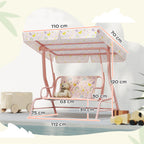 Kids Garden Swing Chair with Adjustable Canopy, Safety Belt, 2 Seater Hammock Swing Bench for Patio, Porch, Pink